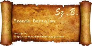 Szende Bertalan névjegykártya